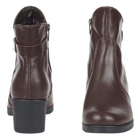 Brązowe botki damskie na obcasie - Syrena SE 632