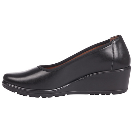 Czółenka damskie na koturnie skórzane Syrena SWB 026 czarne