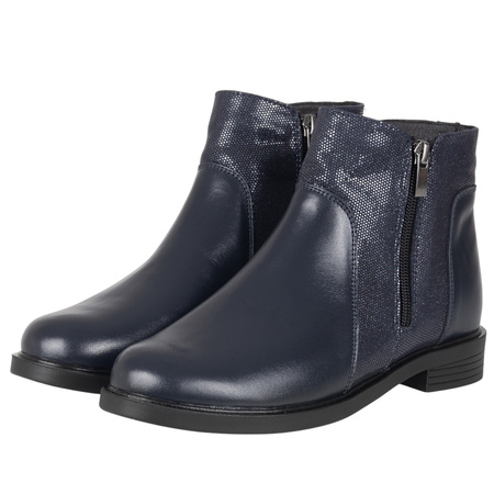 Botki damskie skórzane Syrena SE 404P w kolorze granatowym