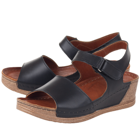 Sandały damskie na koturnie marki Syrena SST 969 czarne