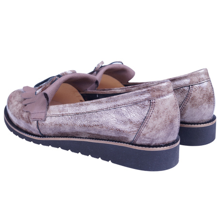 Mokasyny damskie półbuty skórzane wsuwane SYRENA SK 221950/0 beżowe