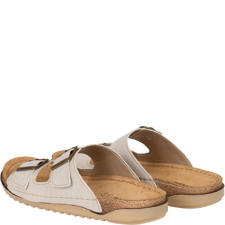 Klapki Inblu AA000068 beżowe - skórzana wkładka i klamry