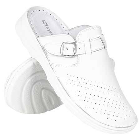 Komfortowe klapki męskie skórzane Syrena SH 011 białe