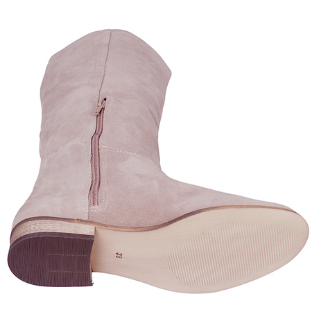 Zamszowe kozaki damskie na obcasie skóra naturalna Syrena SOP 204 cappuccino