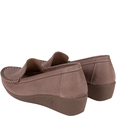 Syrena SH 4020 beż - mokasyny skórzane na koturnie 4 cm