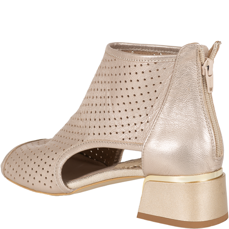 Sandały damskie na obcasie Syrena SLA 1070 skórzane, szampan