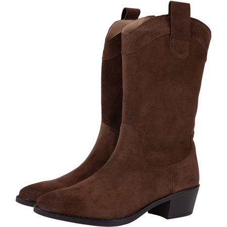 Syrena STA 4389 brązowe skórzane kowbojki damskie na obcasie