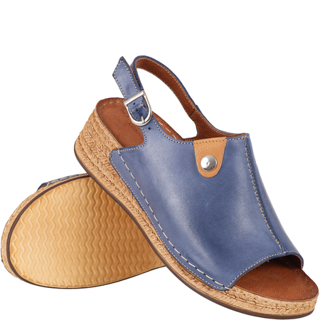 Skórzane sandały damskie marki Syrena SST 987 niebieskie