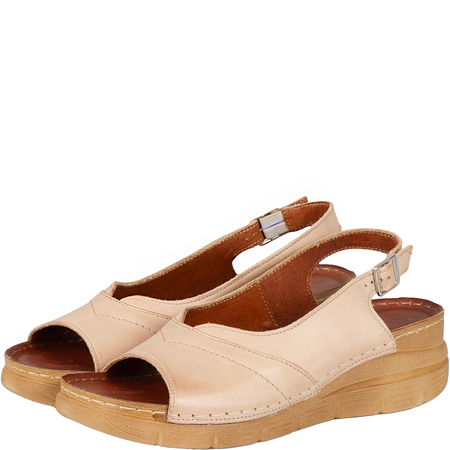 Sandały skórzane damskie marki Syrena SST 983 beżowe