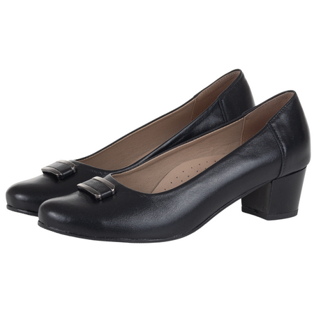 Czółenka na niskim obcasie - Syrena SE 7125A czarne - skóra naturalna