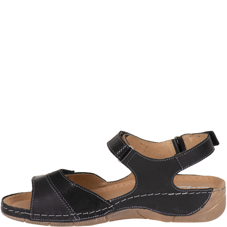 Skórzane sandały damskie na rzepy Syrena SH 106 czarne