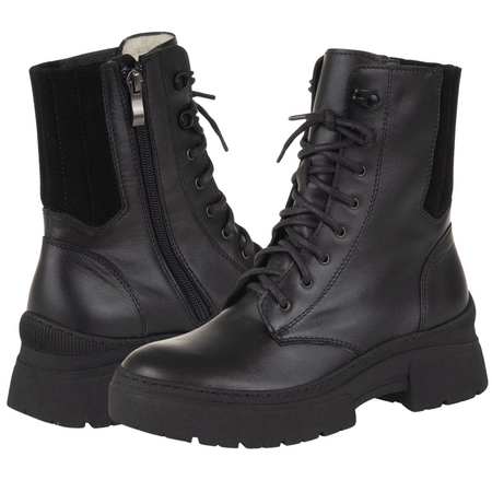 Trzewiki skórzane Syrena K-275 czarne - wygodne i ciepłe