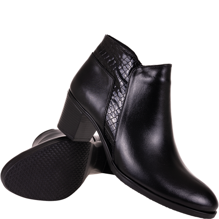 Komfortowe botki damskie Syrena SE 0403 - czarne, skóra