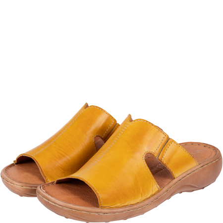 Skórzane klapki damskie marki Syrena SST 663 żółte