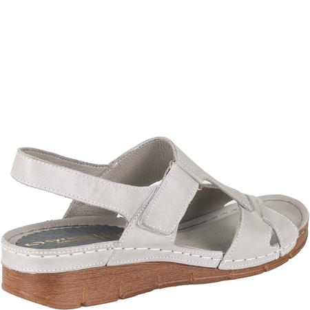 Skórzane sandały damskie Syrena SST 908 w kolorze szarym