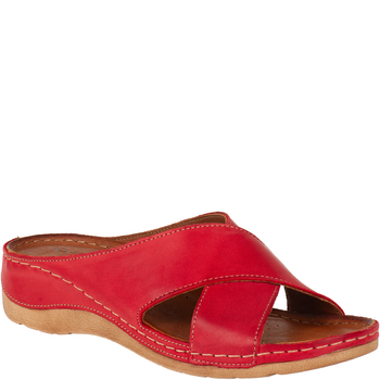 Klapki damskie skórzane Syrena SST 869 czerwone