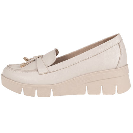 Półbuty na koturnie damskie skórzane beżowe - Syrena SE P261A