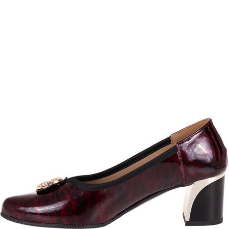 Czółenka na słupku Syrena SE P-313 bordowe - skóra naturalna