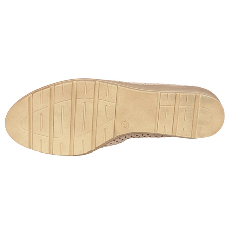 Półbuty ażurowe damskie skórzane Syrena SWB 026 beżowe