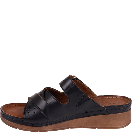 Czarne klapki damskie skórzane marki Syrena SST 923