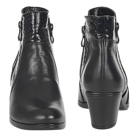 Komfortowe botki damskie Syrena SE 404 - czarne skóra