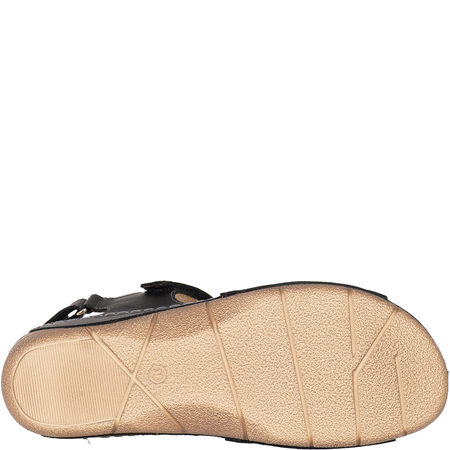 Skórzane sandały damskie na rzepy Syrena SH 106 czarne