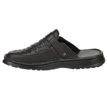 Klapki męskie skórzane czarne Syrena SST SST 056/107