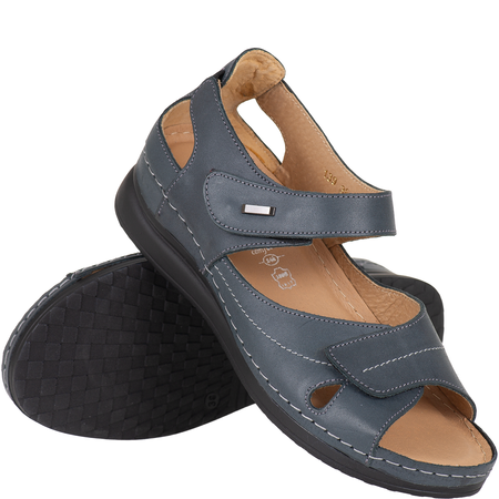 Skórzane sandały damskie na rzepy Syrena SH 139 grafit