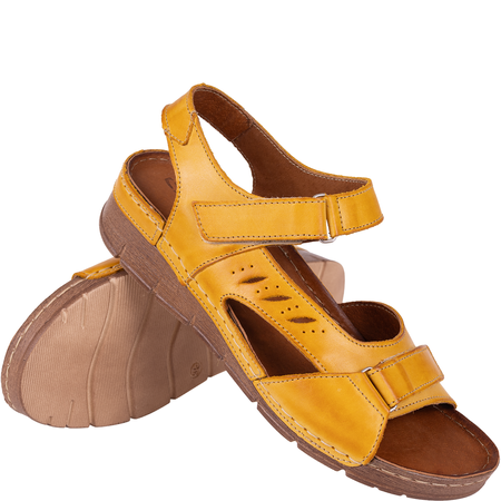 Sandały damskie skórzane marki Syrena SST 907 żółte