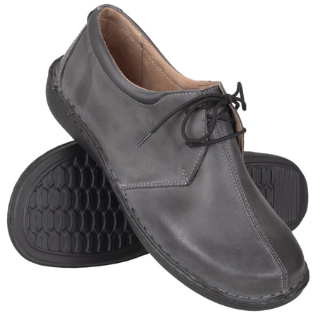 Klasyczne półbuty damskie skórzane Syrena SOT 070 szare