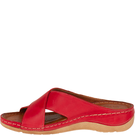 Klapki damskie skórzane Syrena SST 869 czerwone