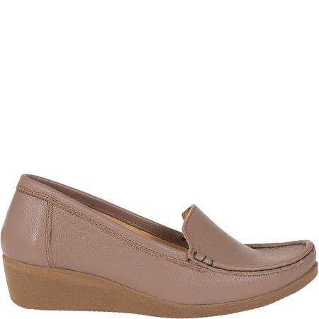 Syrena SH 4020 khaki, mokasyny damskie skórzane na koturnie