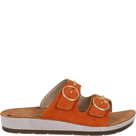 Inblu CL000054 kolor rdzawy - modne klapki z klamrami