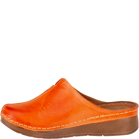 Klapki damskie skóra naturalna Syrena SST 922/M pomarańczowe