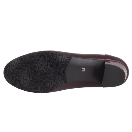 Czółenka na niskim obcasie - Syrena SE 7125A bordo - skóra naturalna