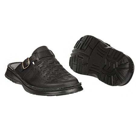 Klapki męskie skórzane czarne Syrena SST SST 056/107