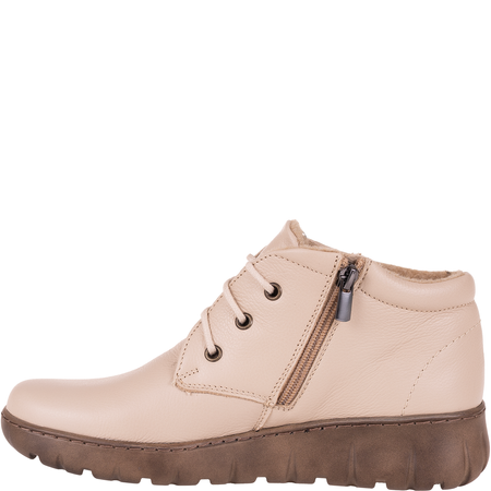 Botki damskie Syrena SH 793 ecru skóra naturalna ocieplane