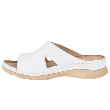 Klapki damskie Syrena SOT 423 - skóra naturalna w kolorze białym.