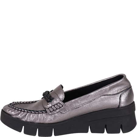Skórzane mokasyny damskie marki Syrena SLA 989/P grafit kryształ