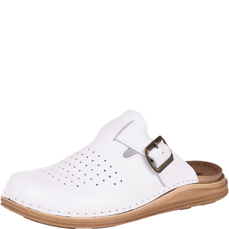 Białe klapki męskie Inblu VE0002KU skórzane sanitarne z klamrą
