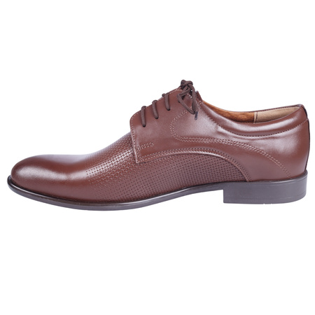 Półbuty męskie pantofle wizytowe skórzane marki Syrena SE 929 brąz