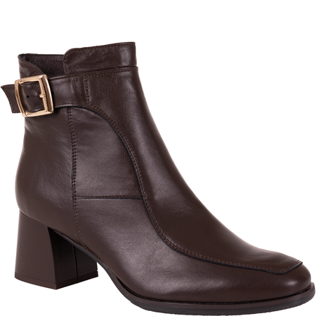Skórzane botki na obcasie - Syrena SGO 1978 czekolada
