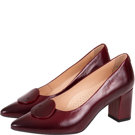 Czółenka Syrena SPU 1518 wiśnia z ozdobą, obcas 7 cm