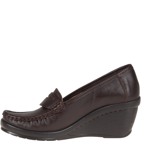 Półbuty na koturnie skórzane Syrena SST 1593/50 ciemny brąz