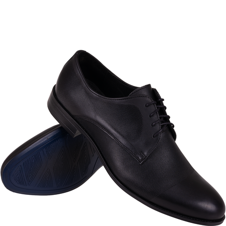 Skórzane półbuty męskie marki Syrena SI 335B-806 czarne