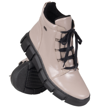 Komfortowe botki skórzane Syrena SH 523 cappuccino