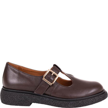 Syrena SGO 2093 czekoladowe półbuty damskie - skóra naturalna