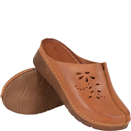 Klapki damskie skóra naturalna Syrena SST 922/M rude