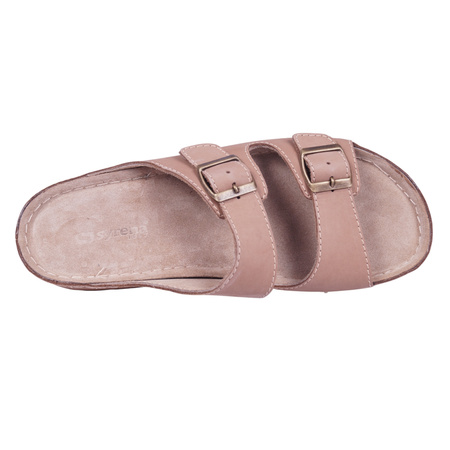 Wygodne klapki męskie skóra naturalna SYRENA SH 813 beż