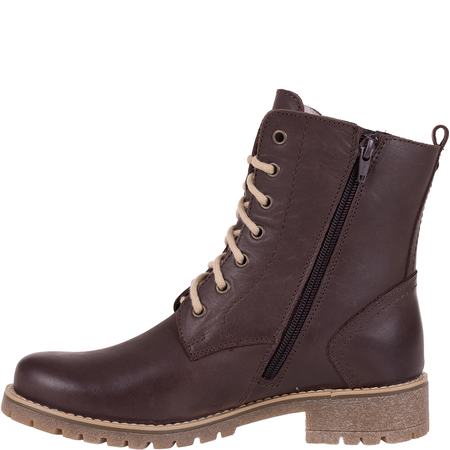 Botki damskie Syrena SST 4038 brązowe skórzane ocieplane misiem